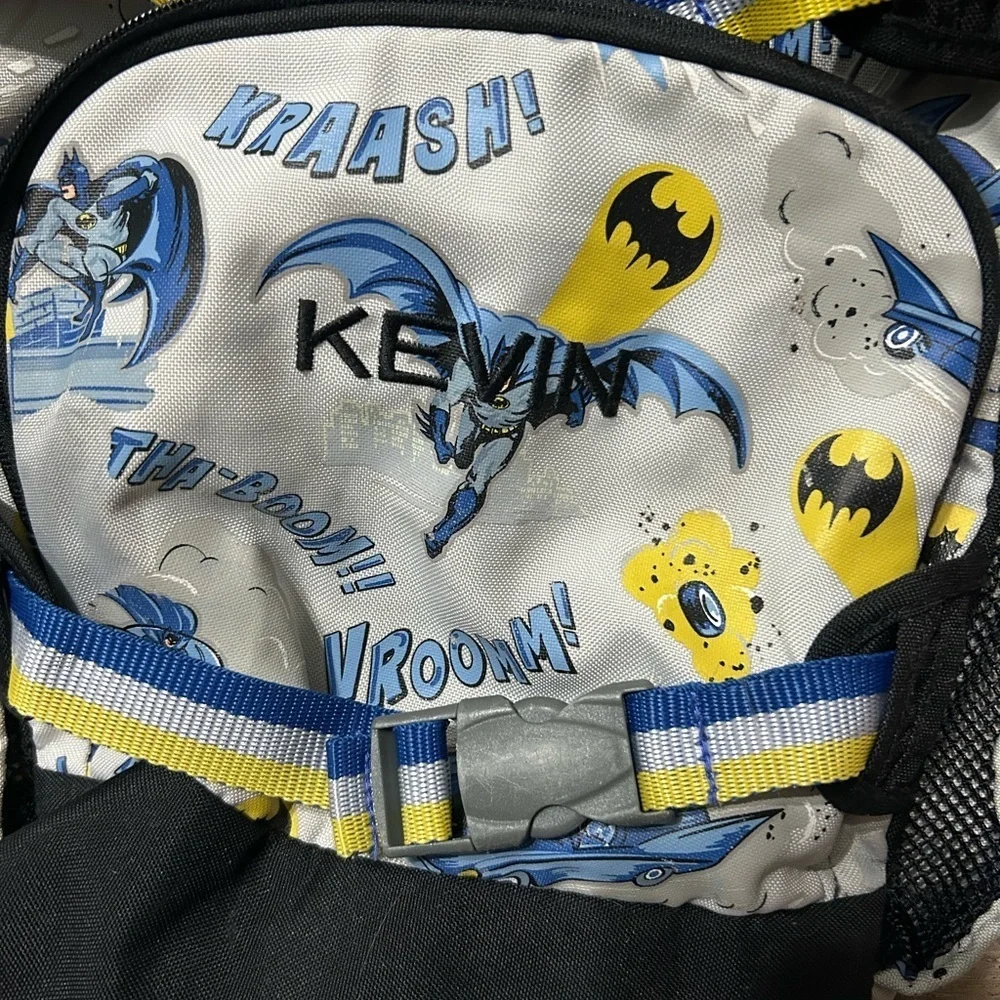 Pottery barn Kids “Kevin” Batman Themed Backpack Blue& Yellow